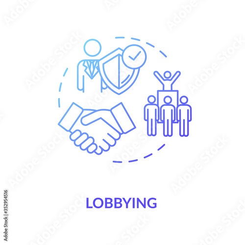 Lobbying concept icon. Social interest representation idea thin line illustration. Government persuasion. Legislators agreement. Vector isolated outline RGB color drawing photo