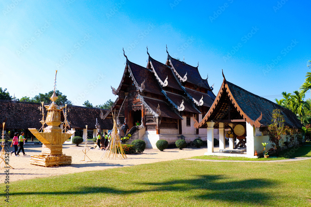 A beautiful view of buddhist temple at Chiang Mai, Thailand. A beautiful view of buddhist temple at Chiang Mai, Thailand.