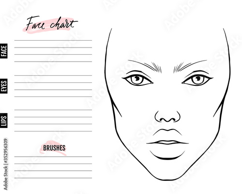 Face chart Blank. Makeup Artist Vector template.