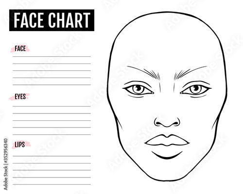Face chart Blank. Makeup Artist Vector template.