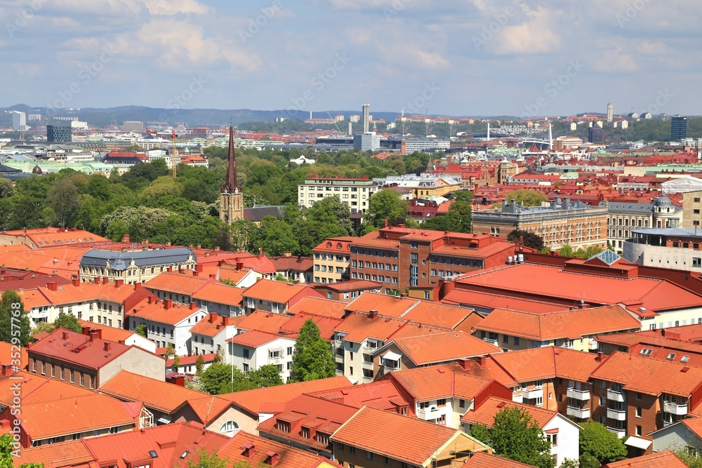 The high angle view of the Gothenburg, Sweden