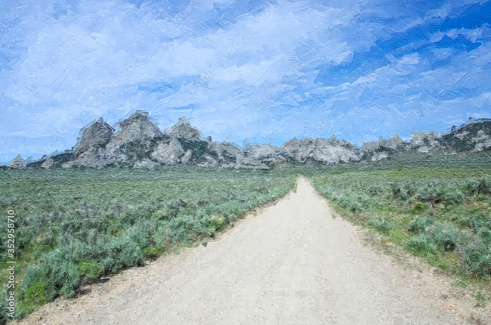 Impressionistic Style Artwork of a Drive Through the City of Rocks - The Silent City Impressionistic Style Artwork of a Drive Through the City of Rocks - The Silent City