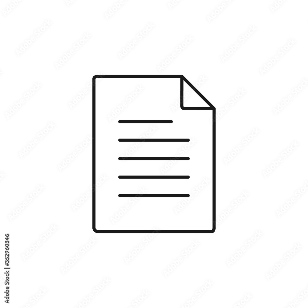 Document icon vector illustration isolated on white Document icon vector illustration isolated on white