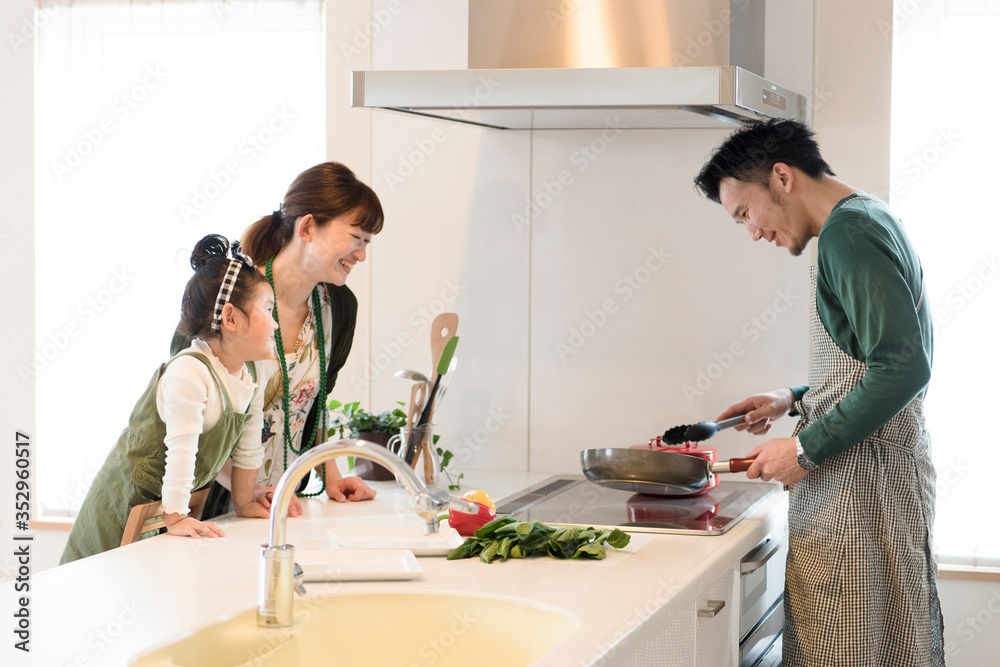 Father cooking for family Father cooking for family
