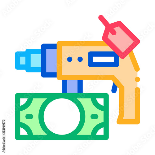 drill tool to pawnshop for money icon vector. drill tool to pawnshop for money sign. color symbol illustration
