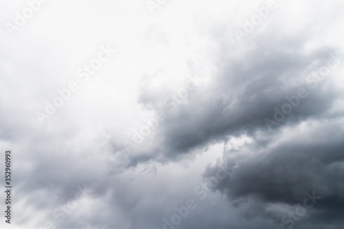 Dramatic gray clouds in the sky. Beautiful gray and white cloudy rainy sky