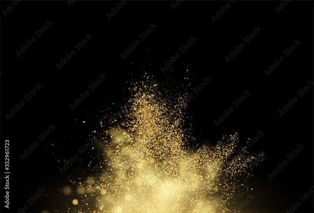 Gold glitter dust texture . Design element golden explosion grainy abstract  background. Vector illustration Stock Vector | Adobe Stock