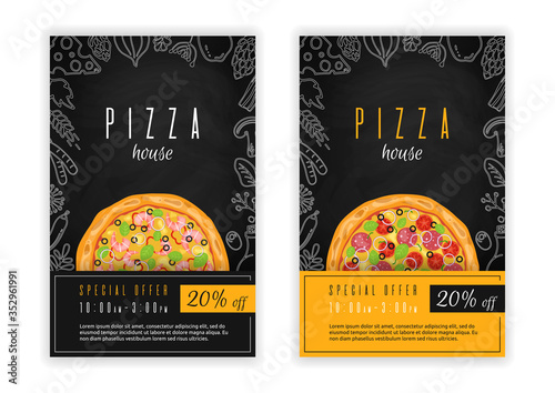 Pizza poster, flyer, template or menu card design
