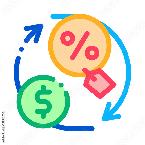 cycle of money and interest icon vector. cycle of money and interest sign. color symbol illustration