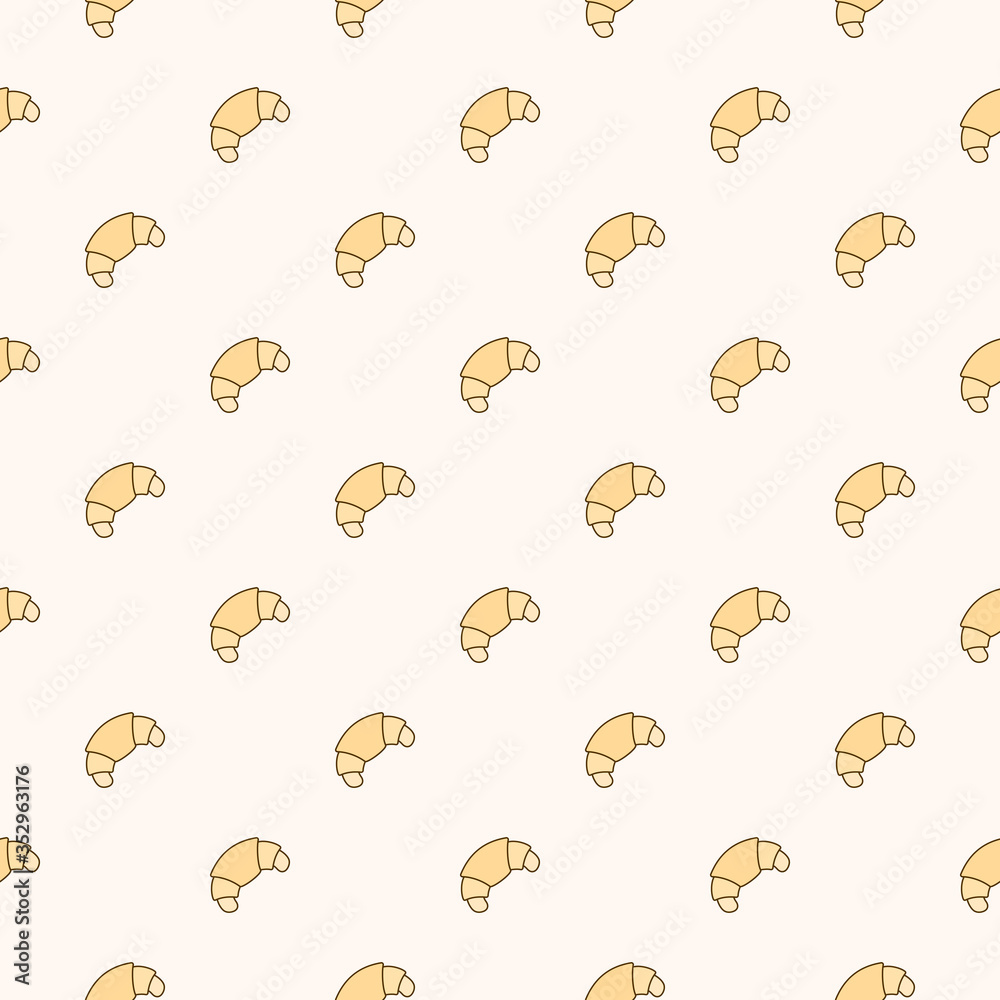 Obraz premium Seamless vector pattern with simple croissant icon