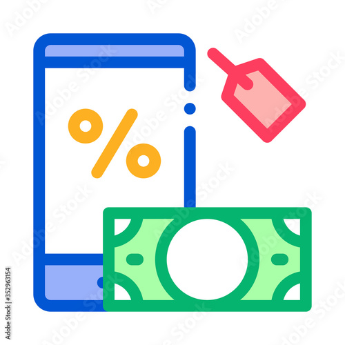 money phone pledge icon vector. money phone pledge sign. color symbol illustration