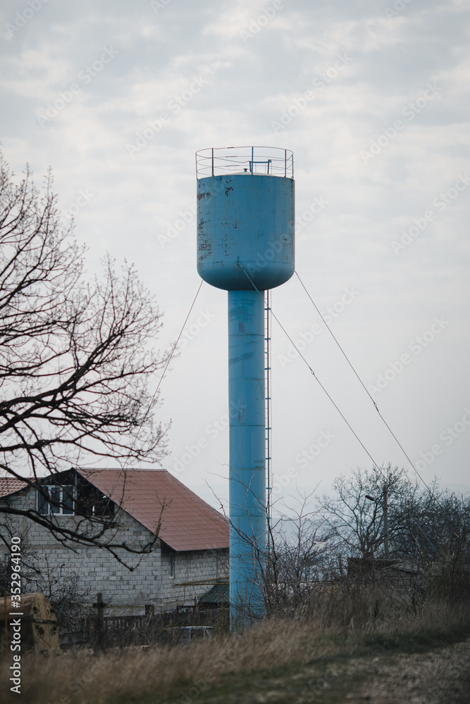 Liquid tank photographed with day light.