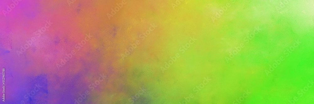 beautiful abstract painting background texture with yellow green, moderate violet and mulberry  colors and space for text or image. can be used as horizontal background graphic