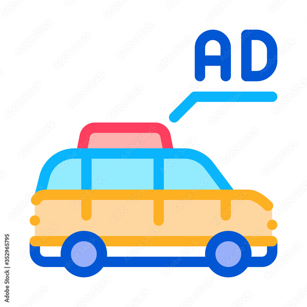 advertisement on car sign icon vector. advertisement on car sign sign. color symbol illustration