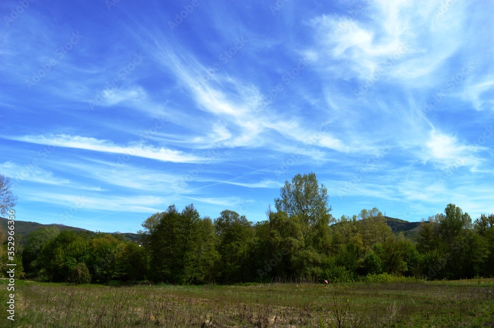 landscape of clouds in spring