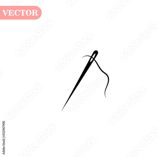 Needle with thread isolated on white background. Neddle icon. Flat vector stock illustration eps10