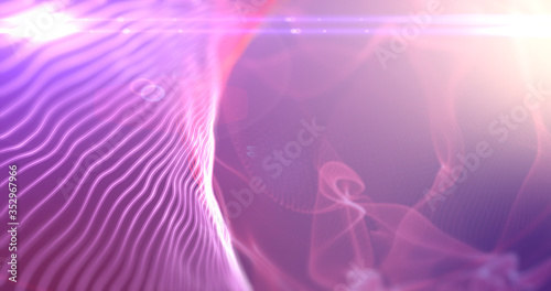 Abstract wave strings pink and purple background with lens flares.