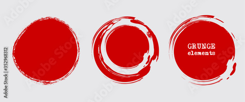 Set of grunge vector round and circle. Grunge background.