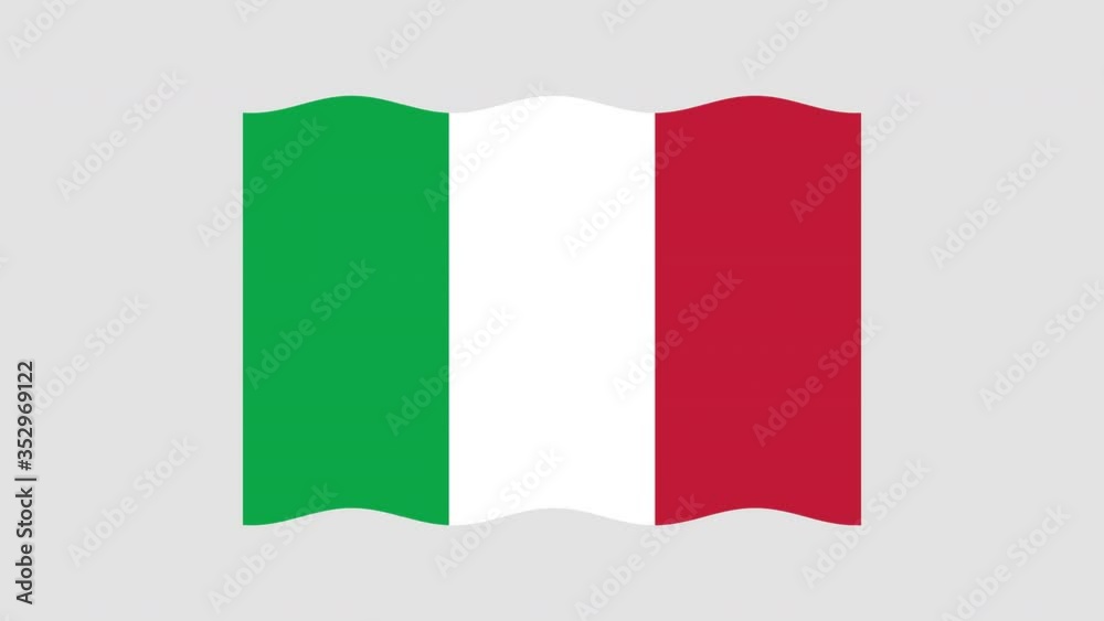 Animated icon of the Italian flag. Alpha channel is gray. Flat style. Looped video footage. 4K. HD Animated icon of the Italian flag. Alpha channel is gray. Flat style. Looped video footage. 4K. HD