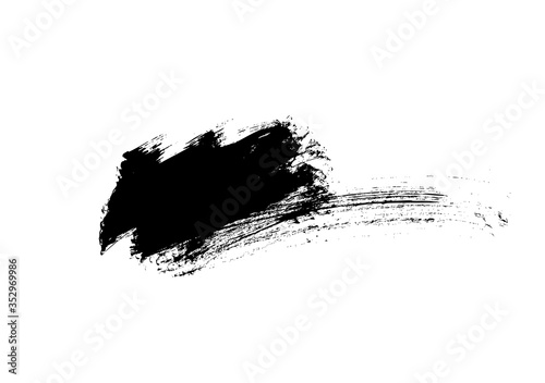 Black paint vector brush stroke isolated on white background. Vector ink illustration, dry dirty smear. Grunge paint brushstroke