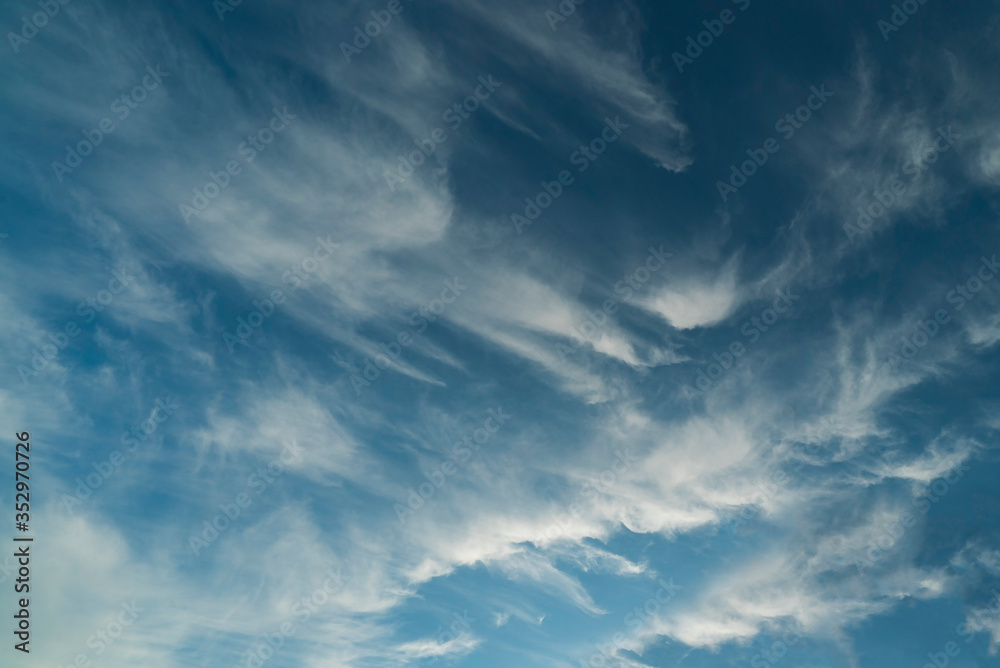 Feather clouds in the blue sky during the day. Feather clouds in the blue sky during the day.
