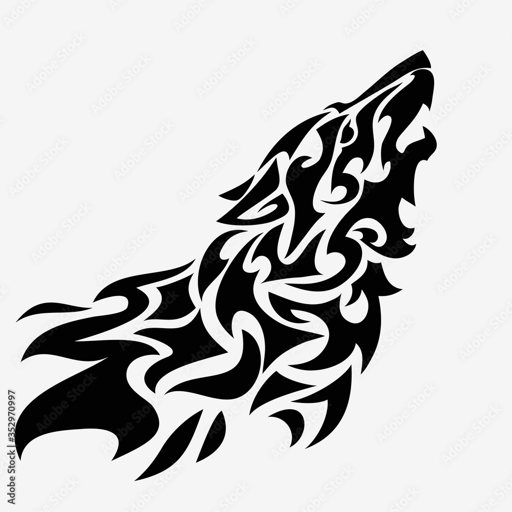 Tribal wolf head tattoo vector illustration. Tribal wolf head tattoo vector illustration.