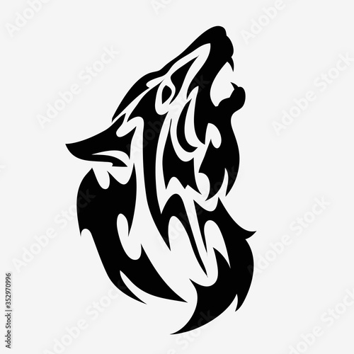 Tribal wolf head tattoo vector illustration.