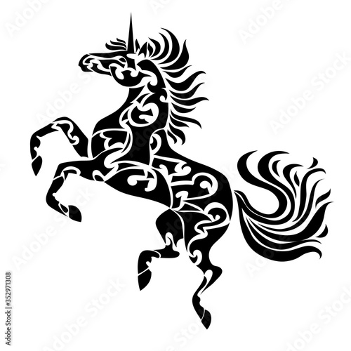 Magic unicorn silhouette vector illustration.