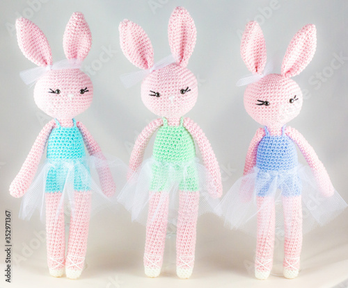 Amigurumi. Handmade crotchet rabbits.