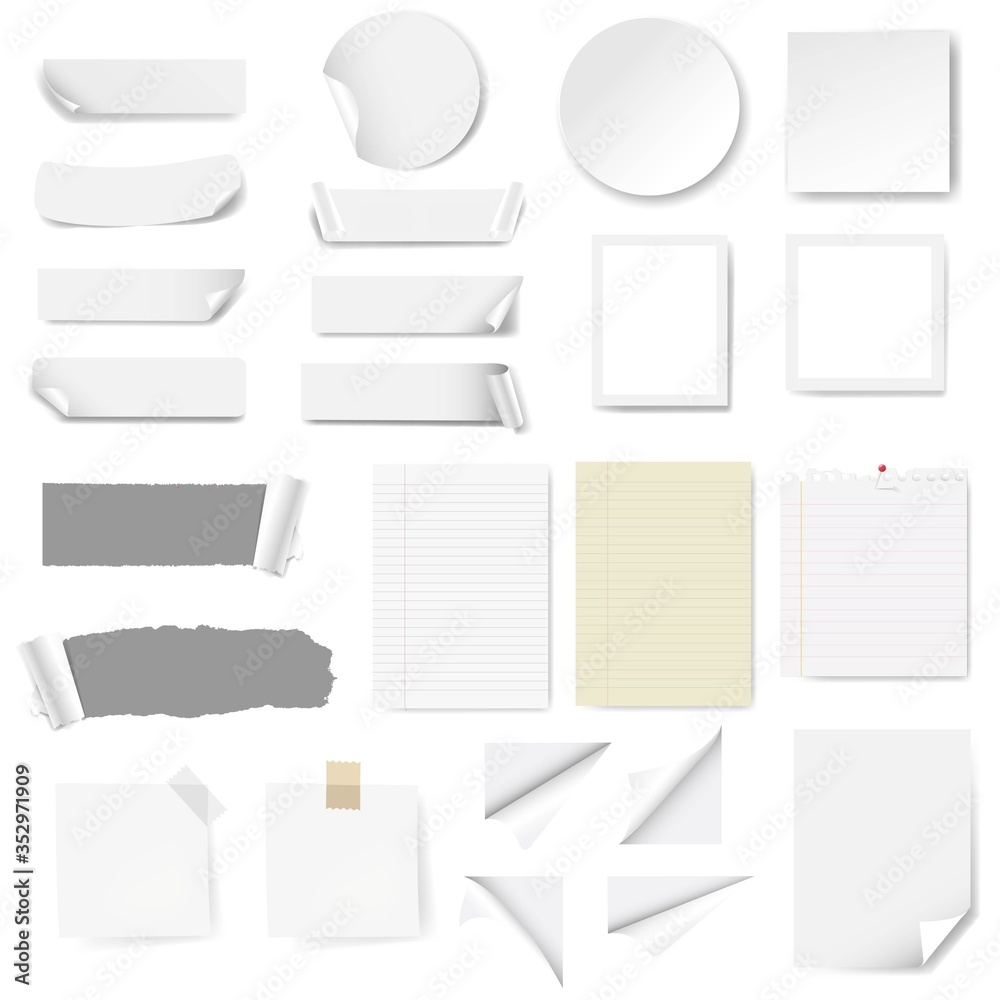 Paper Label And Blank Note Paper Isolated White Background Paper Label And Blank Note Paper Isolated White Background