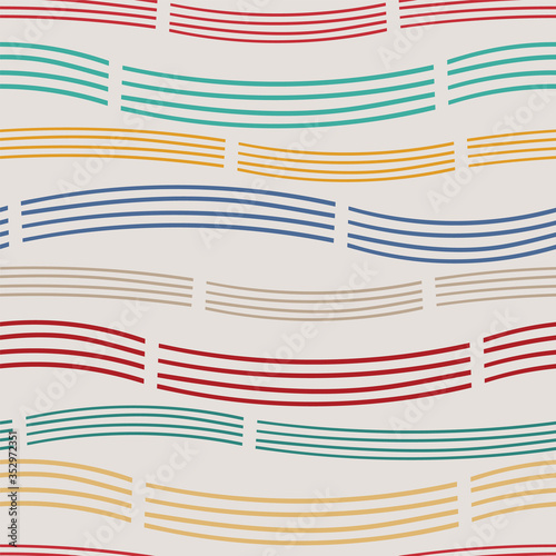 Vector Multicolored Wavy Striped Seamless Pattern Background