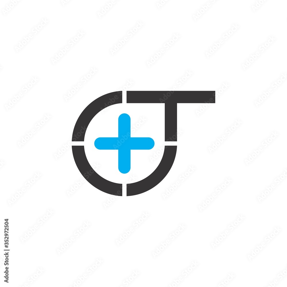 CT or OT letter logo design vector with plus logo CT or OT letter logo design vector with plus logo