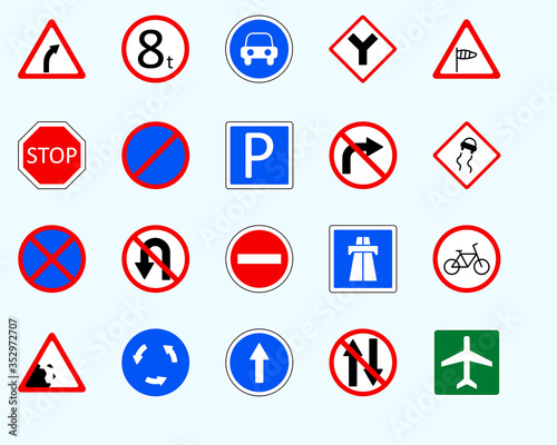 Free Download Traffic signs, airportSet of road sign. collection of warning, priority - GFXLoad