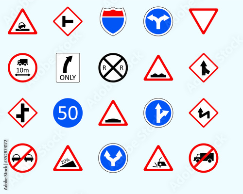 Traffic signs, stop signSet of road sign. collection of warning, priority