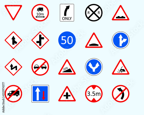 Free Download Traffic signs, no overtakingSet of road sign. collection of warning, priority - GFXLoad