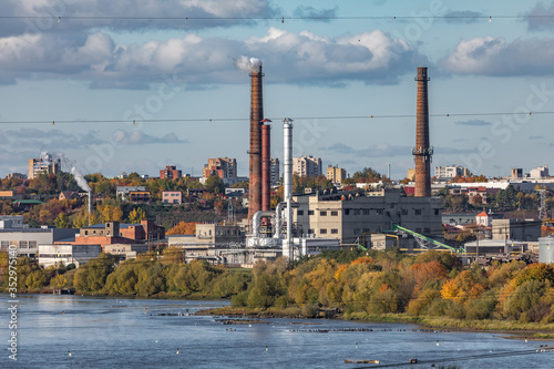 Industrial part of Kaunas city near Nemunas river photo