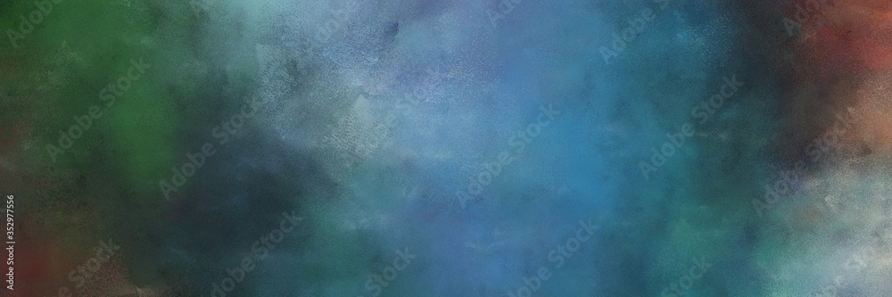 beautiful abstract painting background texture with teal blue, very dark blue and dark gray colors and space for text or image. can be used as horizontal background graphic