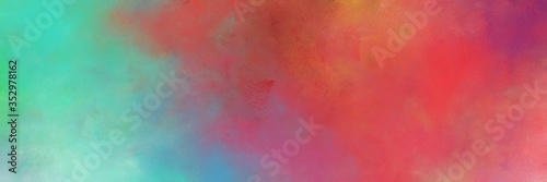 beautiful abstract painting background texture with moderate red and medium aqua marine colors and space for text or image. can be used as horizontal background texture