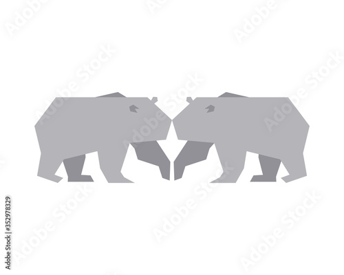 polar bears animals silhouette icons