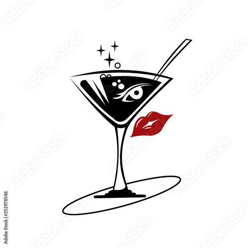A glass of cocktail .Logo. Vector graphics.