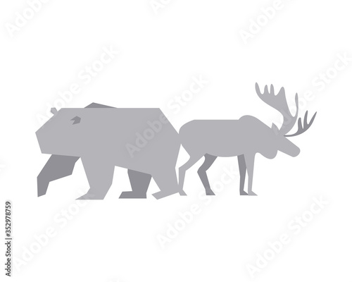 polar bear and deer silhouettes