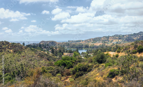 Hollywood Reservoir  lake in the hills of Hollywood  Los Angeles