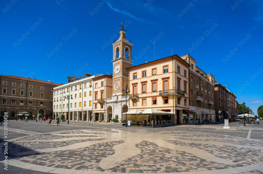 Rimini central square and old architecture