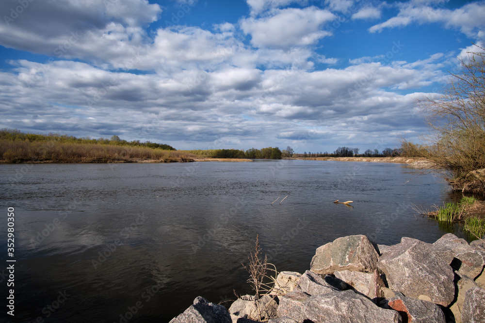 spring landscape with river