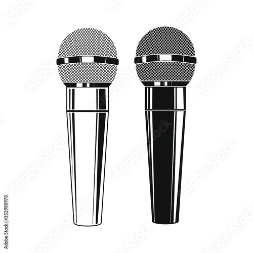 Vector illustration of micophone, logo design, isolated on white backgound