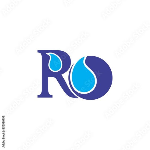 RO letter with Water drop logo design vector