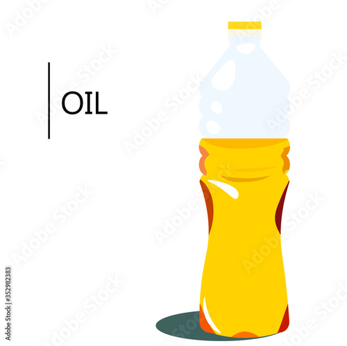 Vegetable oil bottle vector isolated on white background. An oil bottle with a plastic stopper.
