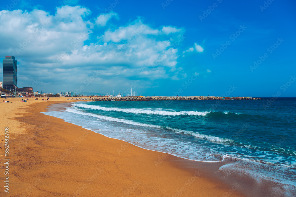 barceloneta beach and sea in barcelona