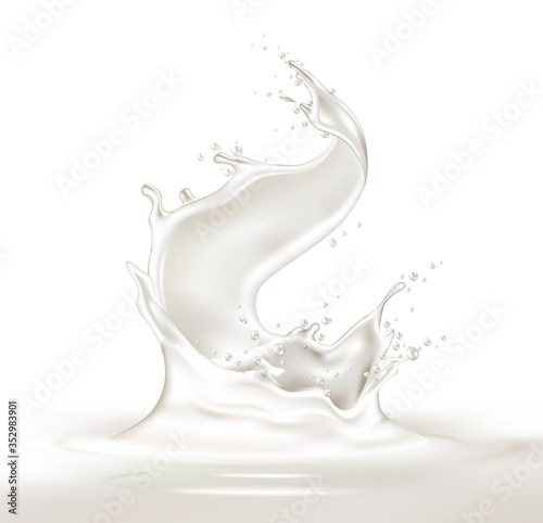 Vector realistic milk yogurt splash dairy design