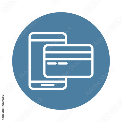 smartphone with credit card line style icon